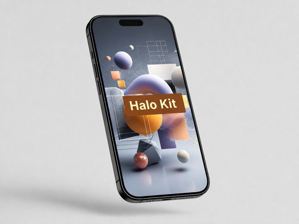 Smartphone with 'Halo Kit' displayed on a gray background
