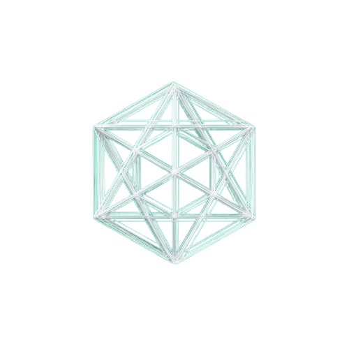 Geometric icosahedron structure on a white background