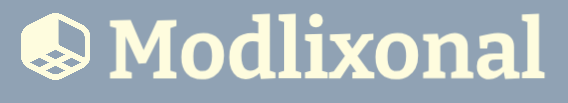 Modlixonal logo with a geometric design element on a light blue background