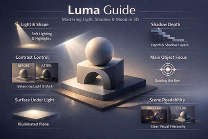 Luma Guide diagram with light and shadow effects on a sphere