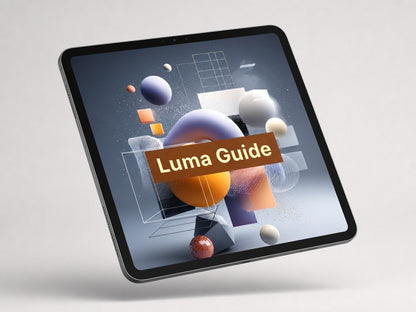 Tablet with 'Luma Guide' on a gray background