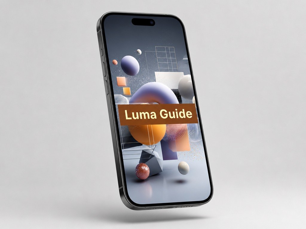 Smartphone with 'Luma Guide' app interface on a gray background