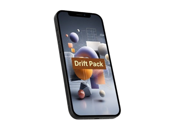 Phone with 'Drift Pack' design on a white background